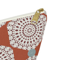 Lace Hexagon Accessory Pouch w T-bottom in Orange